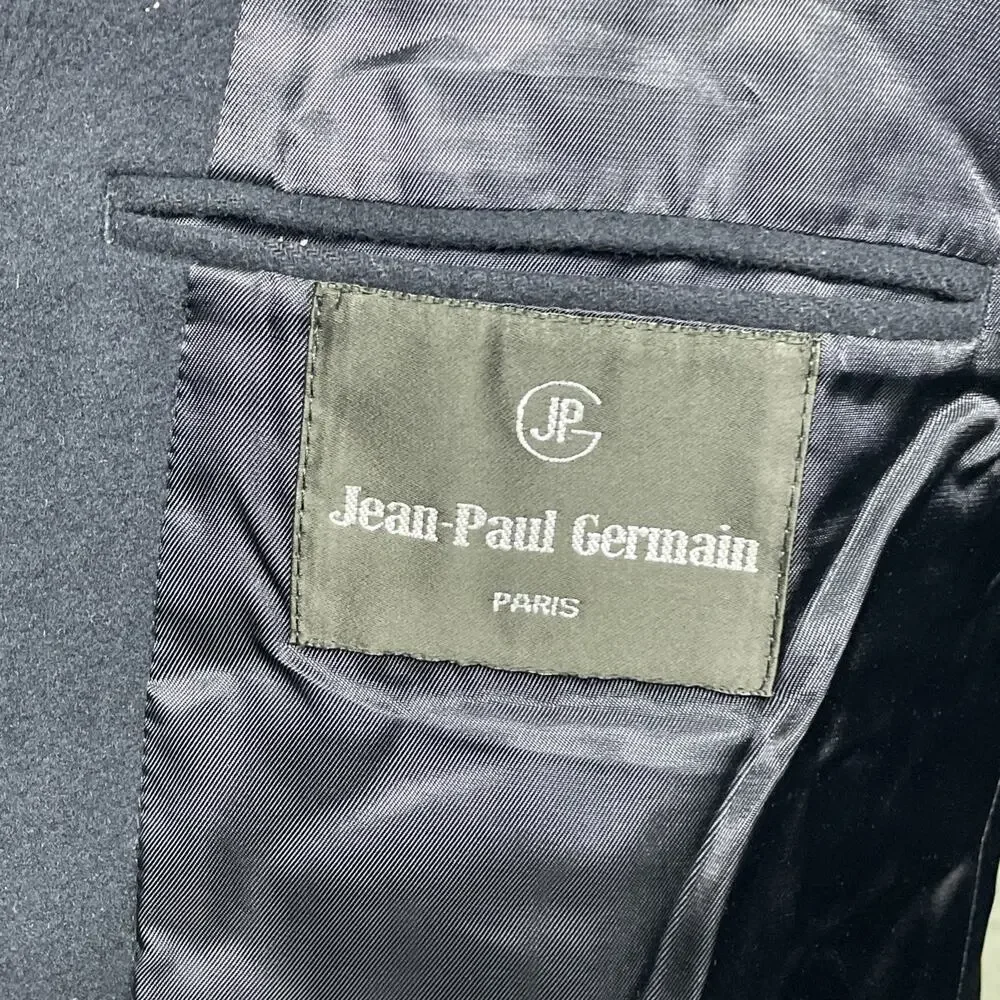 Vtg 90s Jean Paul Germain Paris Mens 44R Wool Like Sport Coat Blazer Navy Poland